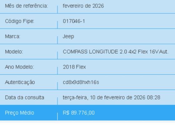 JEEP COMPASS 2.0 16V FLEX LONGITUDE AUTOMÁTICO